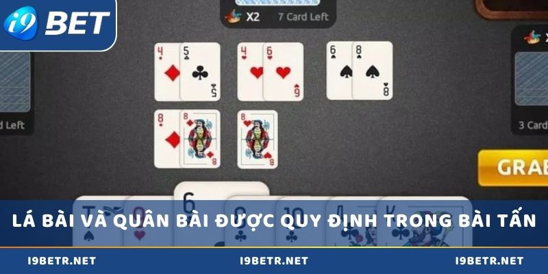 Lá bài và quân bài được quy định trong bài tấn